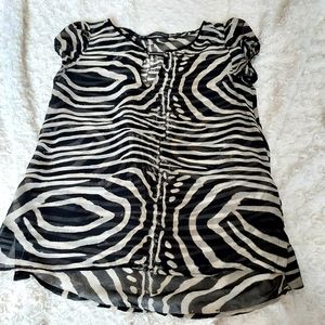 Zara Black and White Zebra Print Blouse